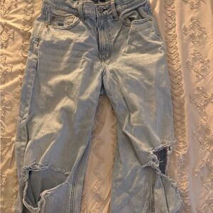 American Eagle Outfitters Light Blue Ripped Boyfriend Jeans